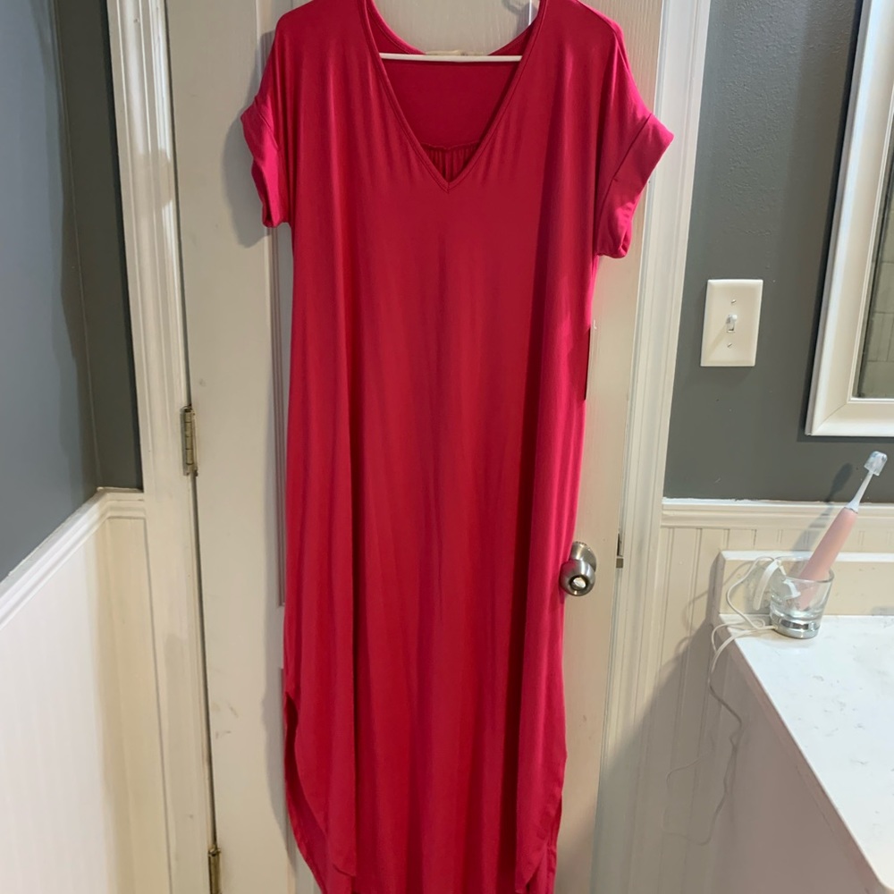 Hot pink, boutique tshirt material maxi dress